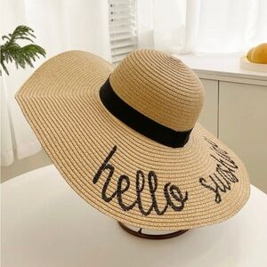 1pc Women Letter Embroidered Boho Style Straw Hat